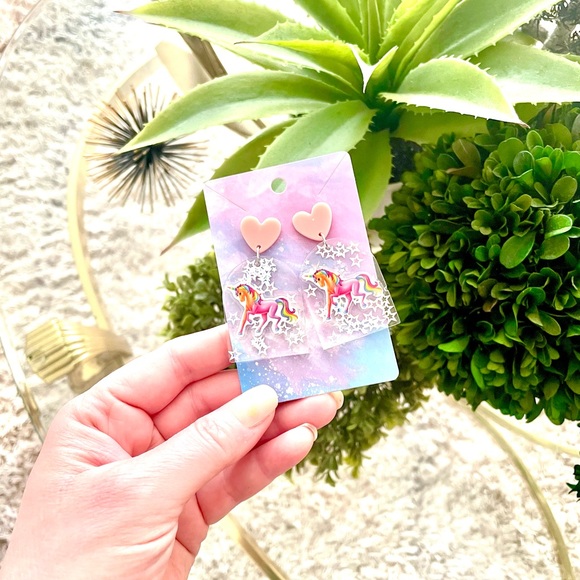 Lisa Frank Unicorn Acrylic Sticker Earrings - Picture 3 of 4